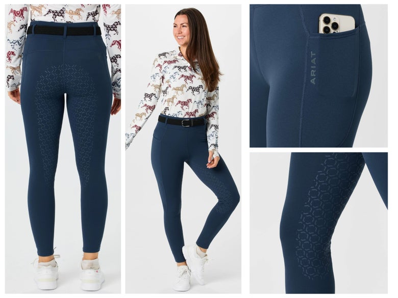 Woman wearing the Ariat Venture 2.0 Thermal Tights in Big Dipper.
