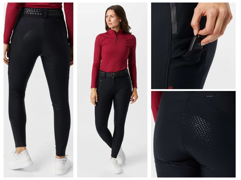 Girl wearing the LeMieux Drytex Full Seat Breechses in black.