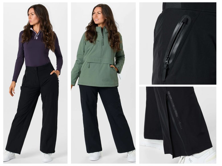 Woman wearing the LeMieux Drytex Trousers in black.