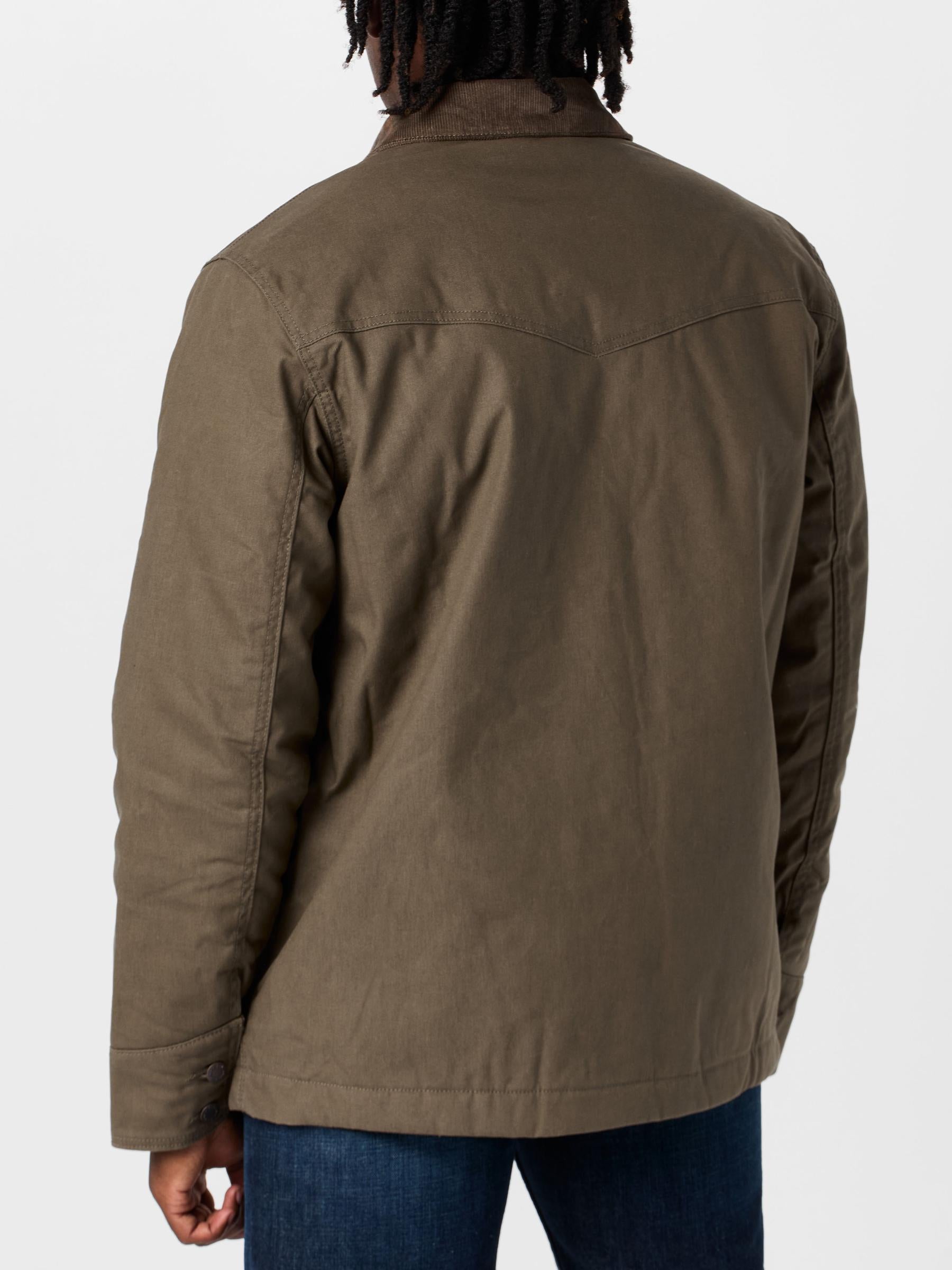 Back view of a man wearing the Wrangler Men's Western Lined Barn Coat.