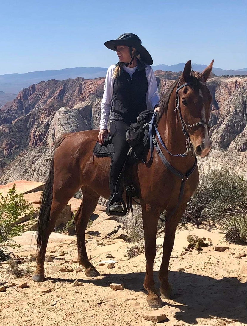 Natalie riding her saddlebred in Utah. 